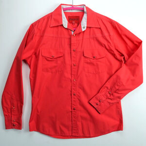 Mens Pink Rodeo Western Snap Shirt Medium Embroidered Cowboy | Patroncito